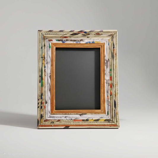 Handcrafted Recycled Newspaper Photo Frame